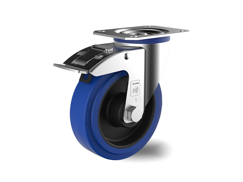 Blue-Elastic-Rubber-Stainless-Steel-Swivel-with-Brake-Wheel-160mm-350kg